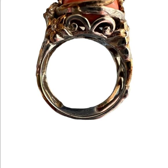 Coral Filagree Ring With Chrome Diopside Accent 6 - Picture 3 of 5